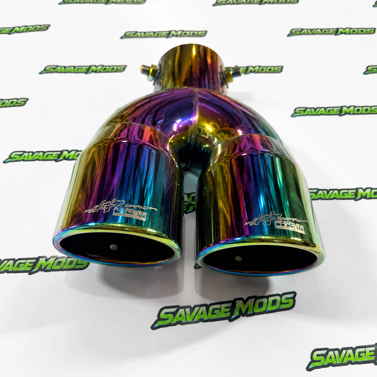 HKS Style Dual Exhaust Tip 2.5 / 3 Inch Stainless Steel Rainbow Finish