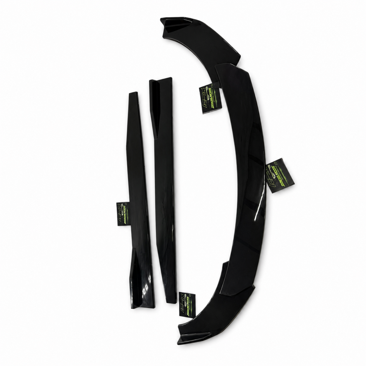 Universal 5-Piece Front Splitters And Side Skirts Gloss Black Aftermarket