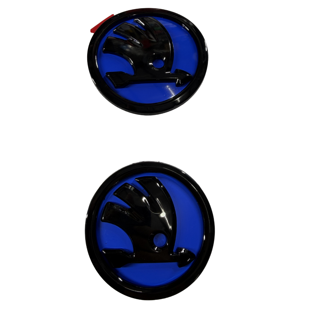 Skoda Replacement Logo Set | Blue & Gloss Black
