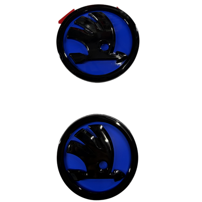 Skoda Replacement Logo Set | Blue & Gloss Black