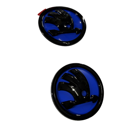 Skoda Replacement Logo Set | Blue & Gloss Black