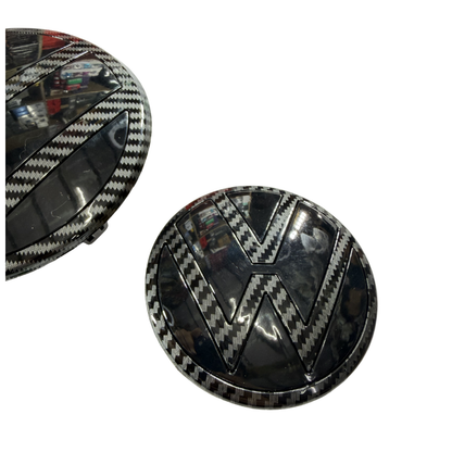 Volkswagen Virtus Replacement Logo Set | Carbon Fiber & Gloss Black