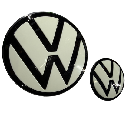 Volkswagen Virtus Replacement Logo Set | White & Gloss Black