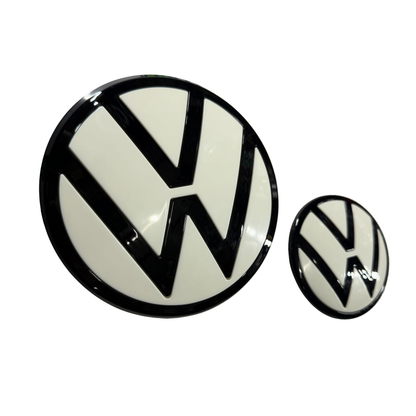 Volkswagen Virtus Replacement Logo Set | White & Gloss Black