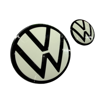 Volkswagen Virtus Replacement Logo Set | White & Gloss Black