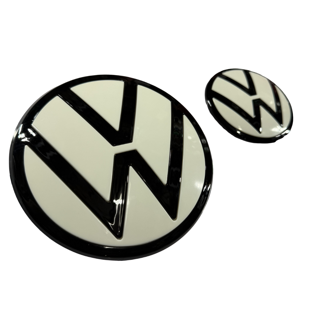 Volkswagen Virtus Replacement Logo Set | White & Gloss Black