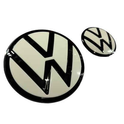 Volkswagen Virtus Replacement Logo Set | White & Gloss Black