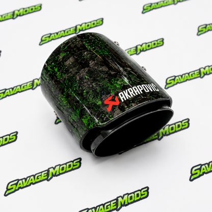 Akrapovic Style Exhaust Tip | Green Forged Carbon Single Tip