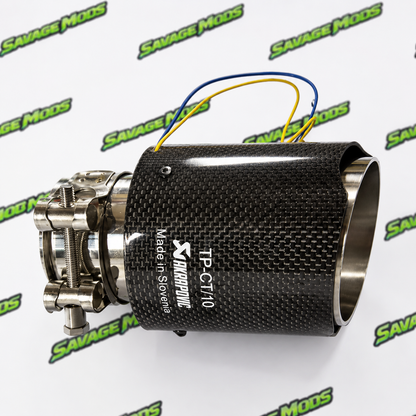 Exhaust Tip Sporty Carbon-Fiber Style finish with LED Glow Effect | Single Outlet