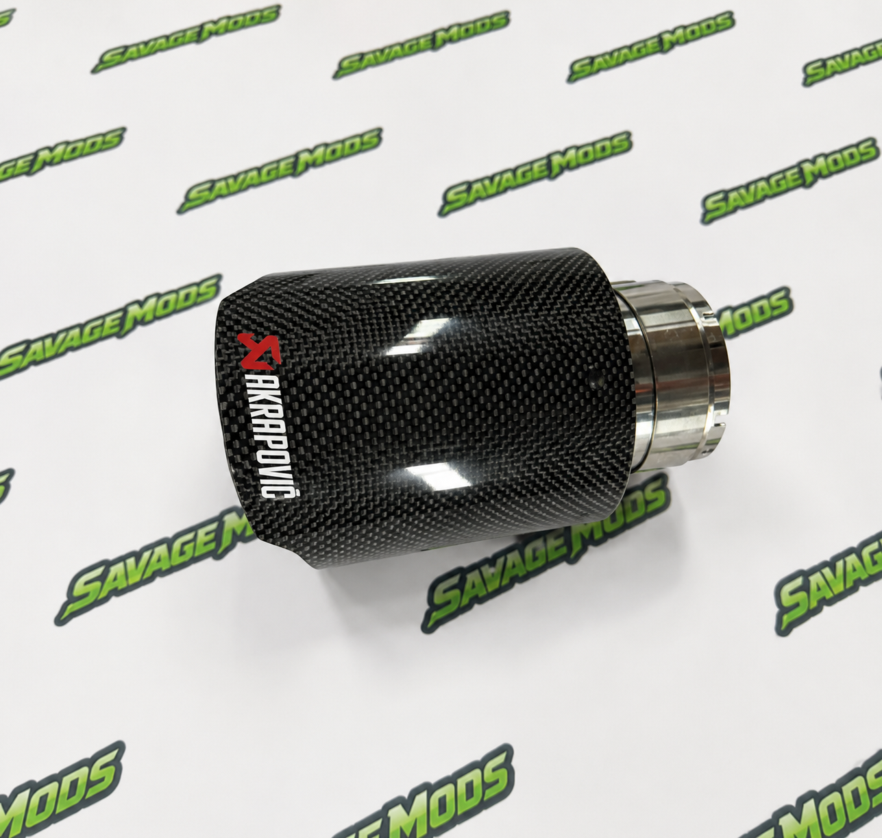 Exhaust Tip Sporty Carbon-Fiber Style finish with LED Glow Effect | Single Outlet