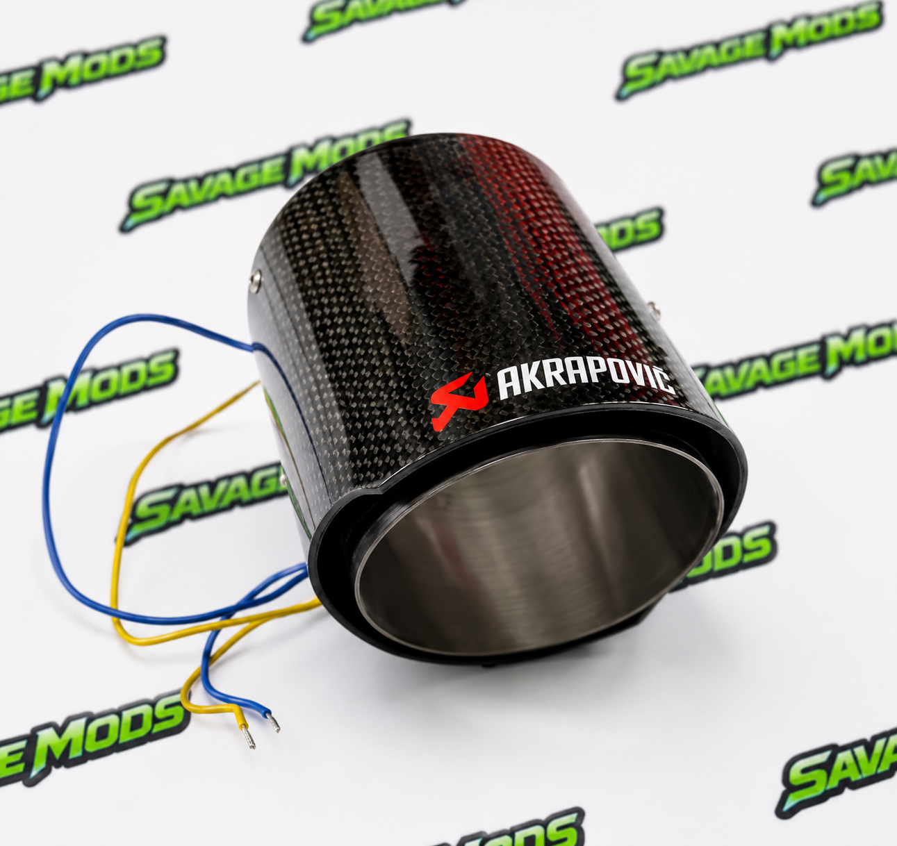 Exhaust Tip Sporty Carbon-Fiber Style finish with LED Glow Effect | Single Outlet