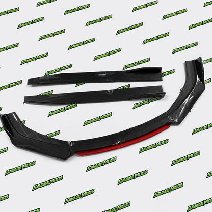 6-Piece Front Splitter Kit | Carbon Fiber Red Lip