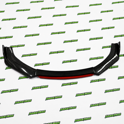 4-Piece Front Splitter Kit | Carbon Fiber Red Lip