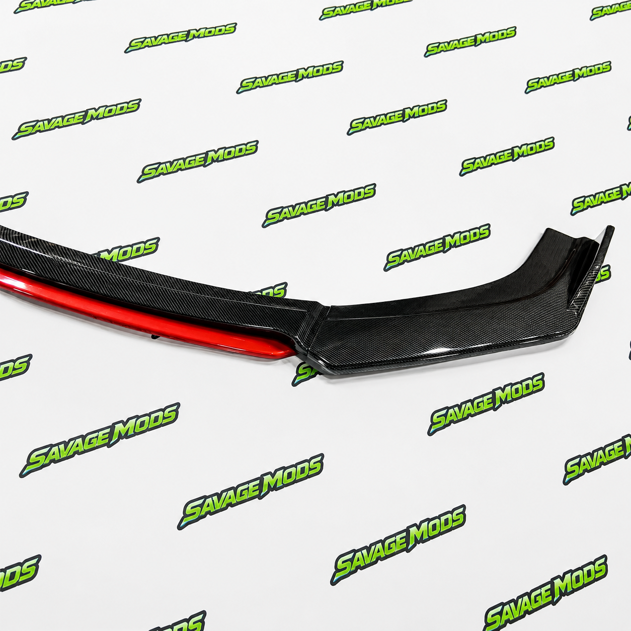 4-Piece Front Splitter Kit | Carbon Fiber Red Lip