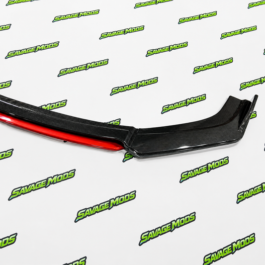 4-Piece Front Splitter Kit | Carbon Fiber Red Lip