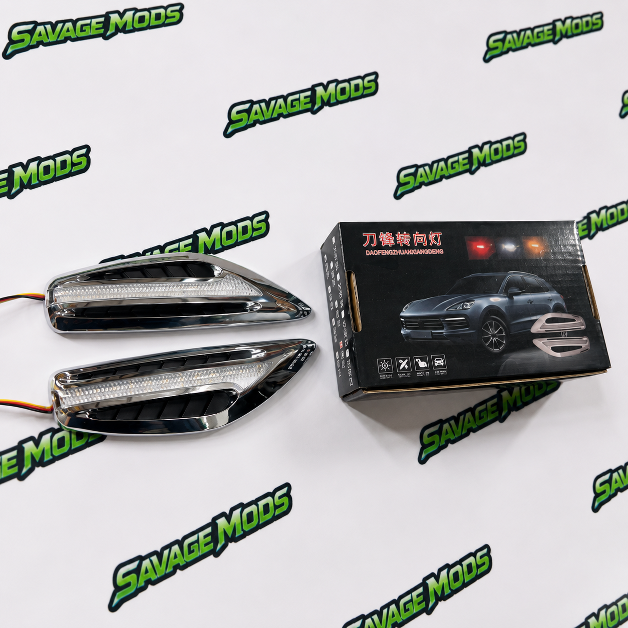 2Pcs Blade Shape Blade Style Car Styling LED Side Fender Lights