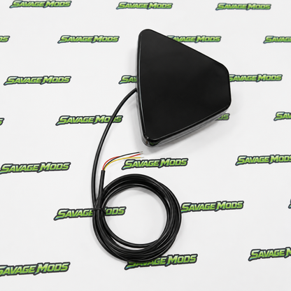 F1 Triangular Matrix LED Rain Flasher | Smoked Finish High-Visibility Smoke