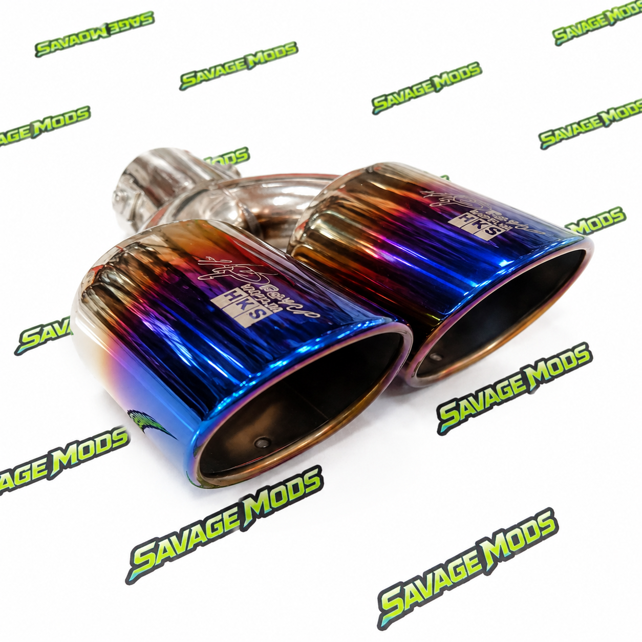 HKS Style Square Dual Exhaust Tip | Titanium Finish