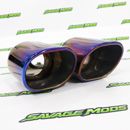 HKS Style Square Dual Exhaust Tip | Titanium Finish