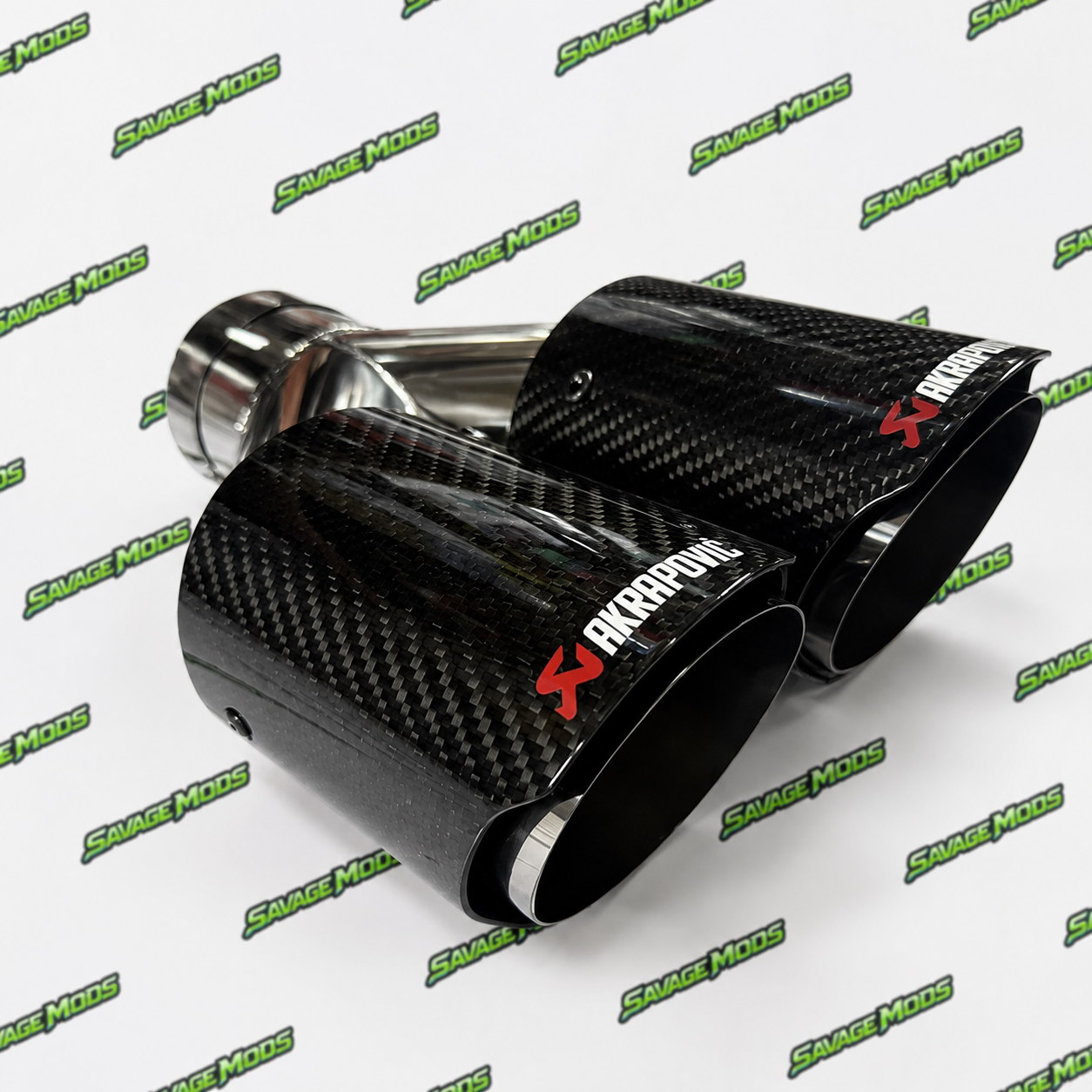 Akrapovic Style Dual Exhaust Tip –|Glossy Carbon Fiber Finish (Universal Fit)