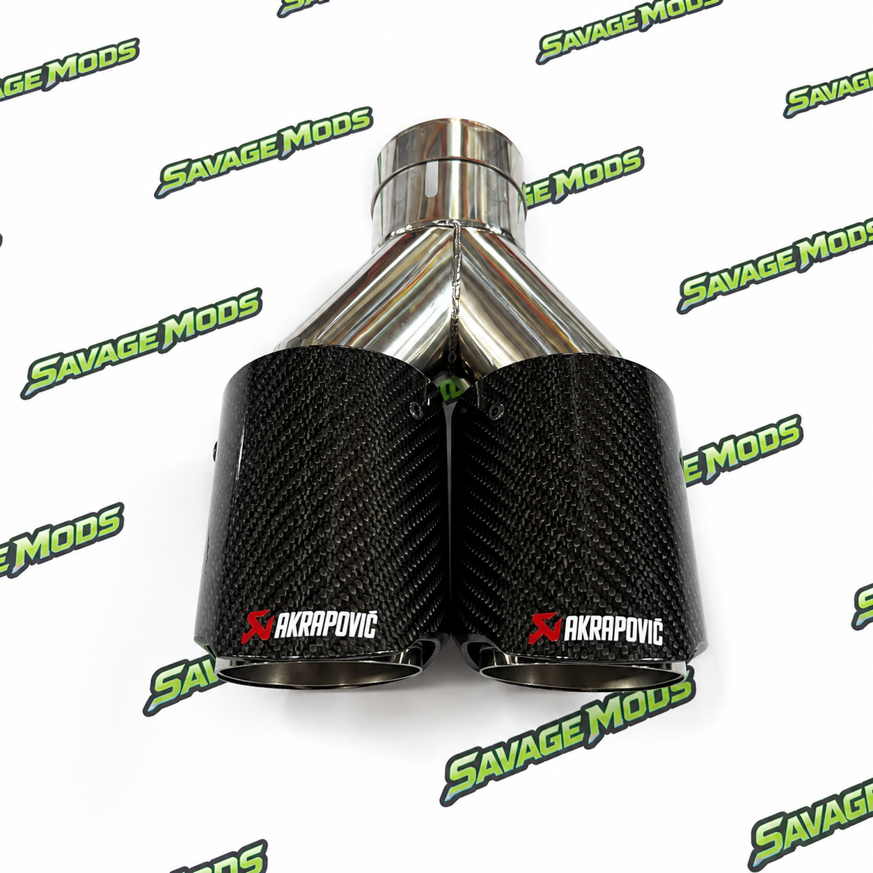 Akrapovic Style Dual Exhaust Tip –|Glossy Carbon Fiber Finish (Universal Fit)