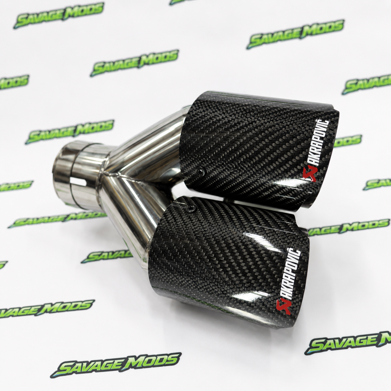 Akrapovic Style Dual Exhaust Tip –|Glossy Carbon Fiber Finish (Universal Fit)