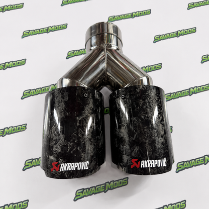 Akrapovic Exhaust Tip | Black Forged Carbon Dual Tip