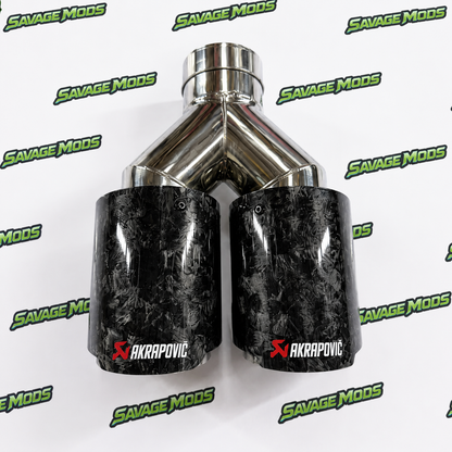 Akrapovic Exhaust Tip | Black Forged Carbon Dual Tip