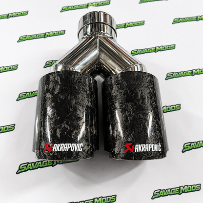 Akrapovic Exhaust Tip | Black Forged Carbon Dual Tip