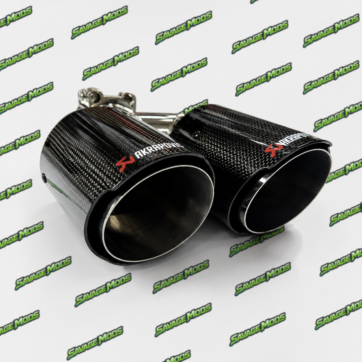 Akrapovic Style Dual Exhaust Tip –|Glossy Carbon Fiber Finish (Universal Fit)