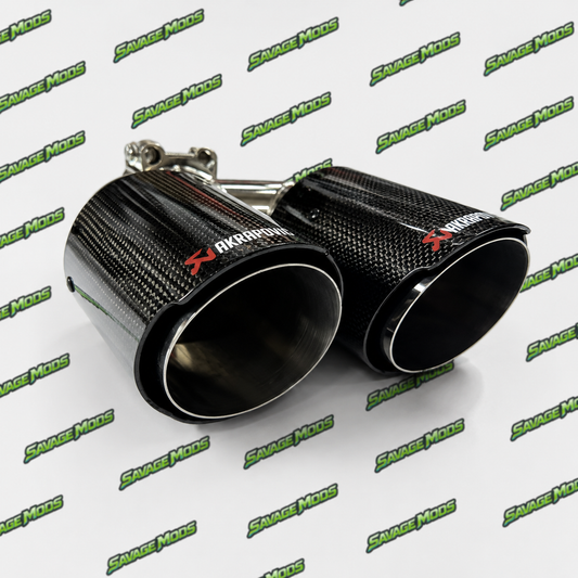 Akrapovic Style Dual Exhaust Tip –|Glossy Carbon Fiber Finish (Universal Fit)