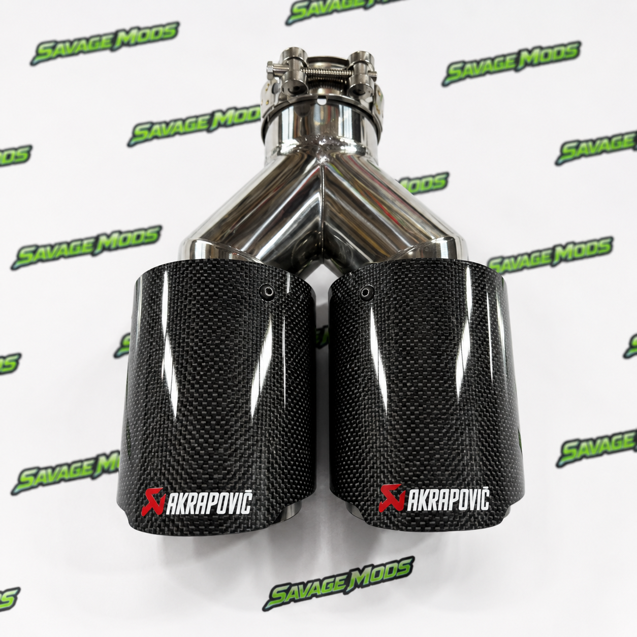 Akrapovic Style Dual Exhaust Tip –|Glossy Carbon Fiber Finish (Universal Fit)