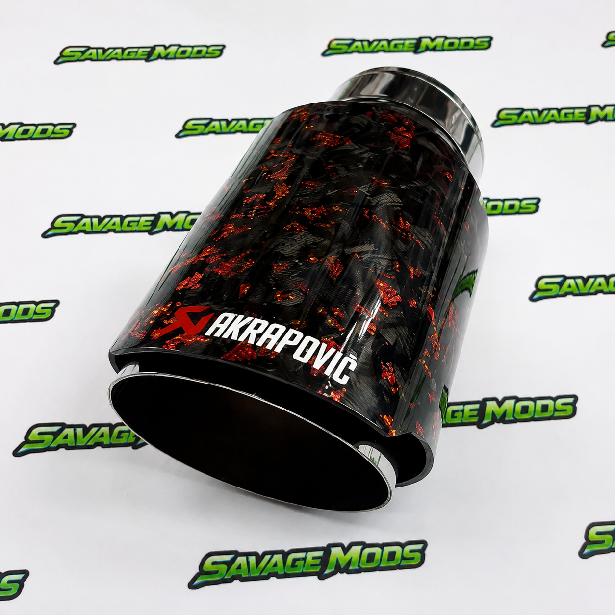 Single Exhaust Tip | Red Forged Carbon