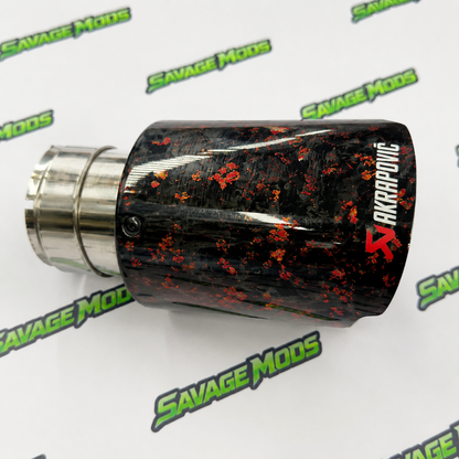 Single Exhaust Tip | Red Forged Carbon