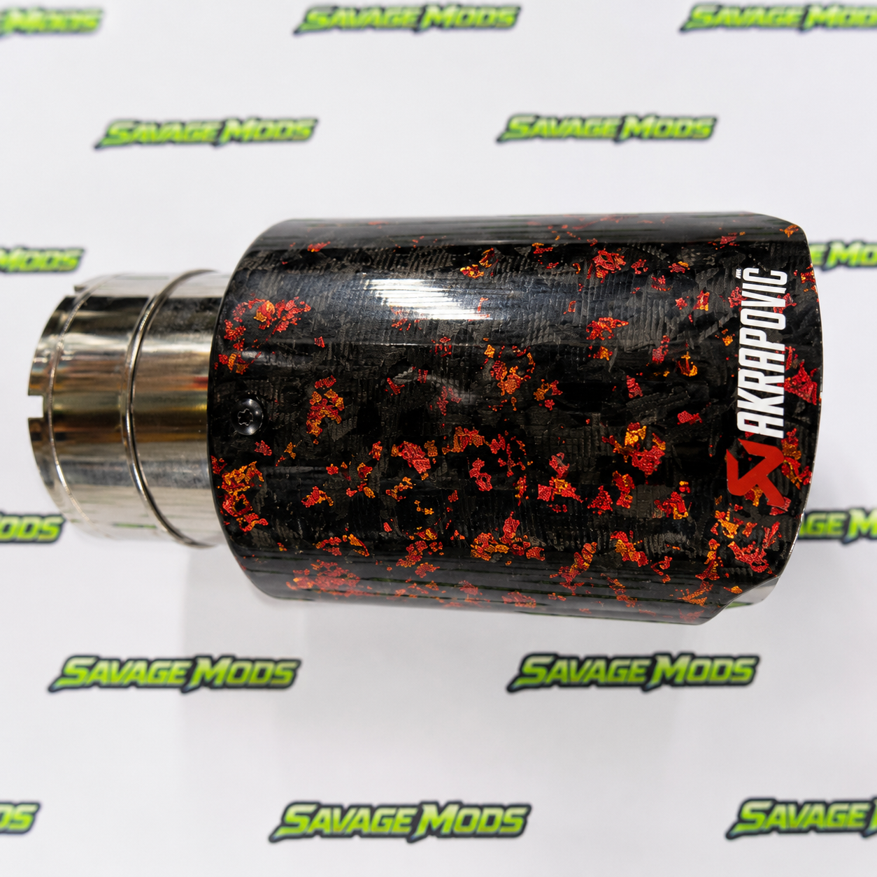 Single Exhaust Tip | Red Forged Carbon