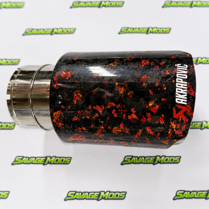 Single Exhaust Tip | Red Forged Carbon