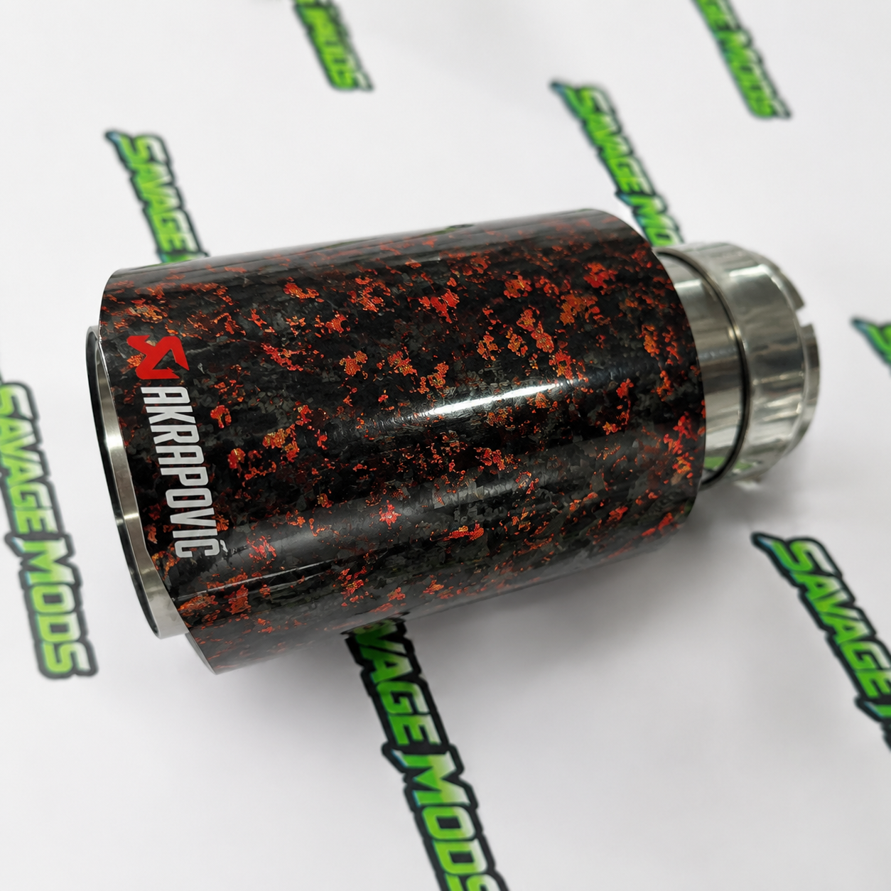 Single Exhaust Tip | Red Forged Carbon