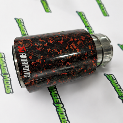 Single Exhaust Tip | Red Forged Carbon