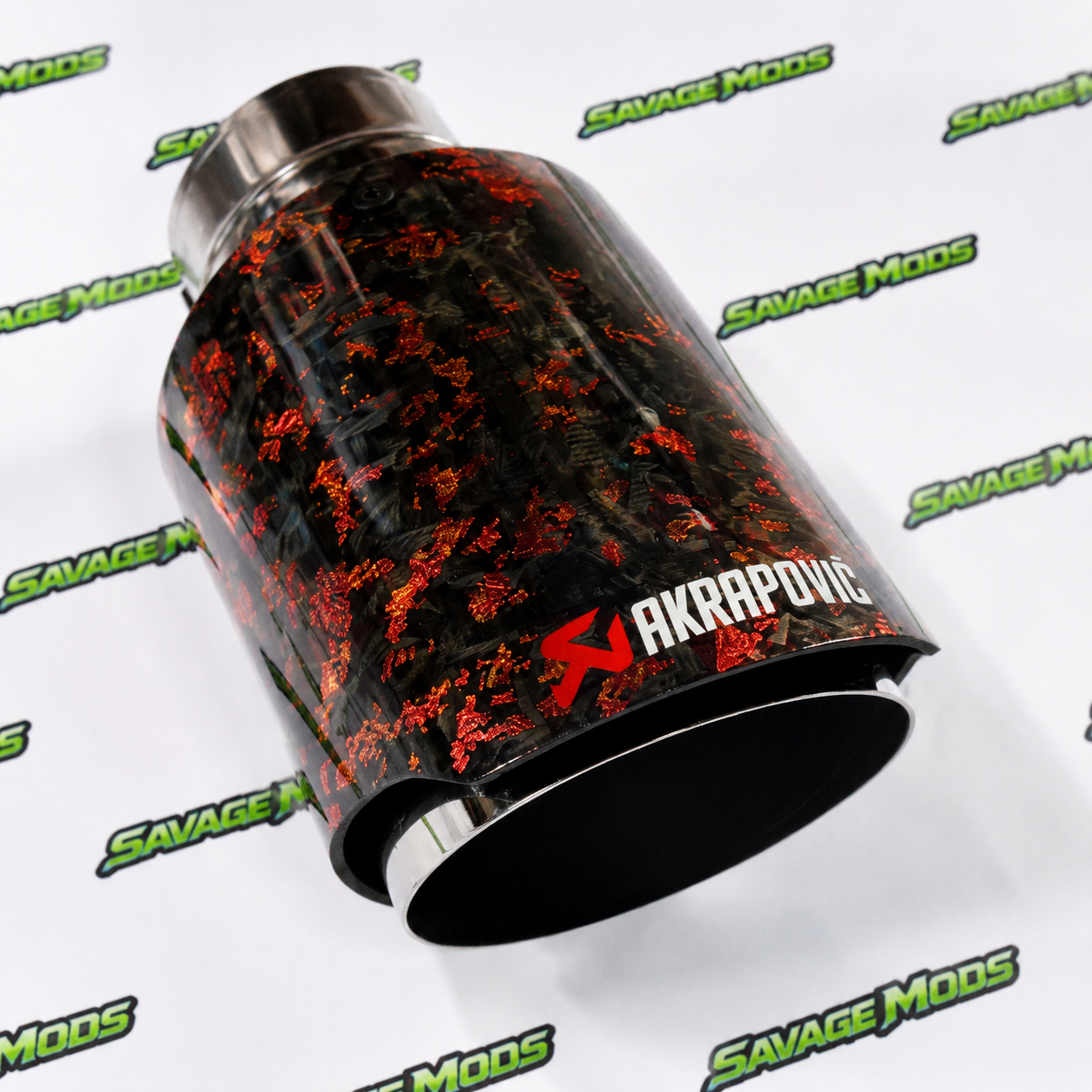 Single Exhaust Tip | Red Forged Carbon