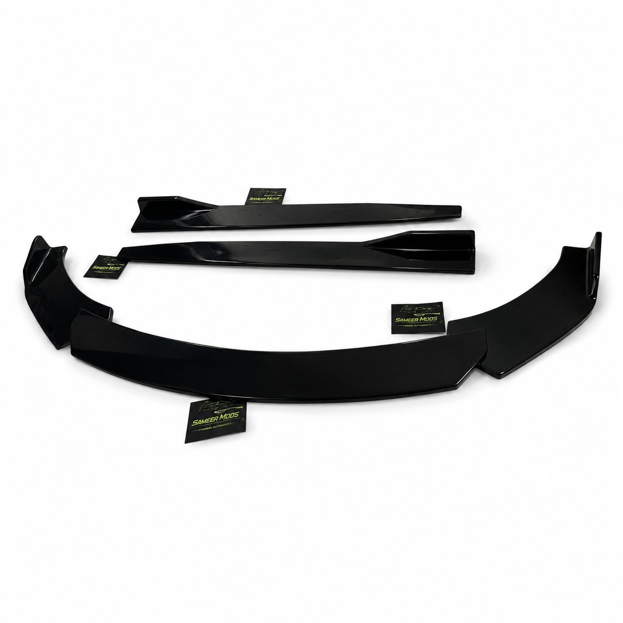 Universal 5-Piece Front Splitters And Side Skirts  Gloss Black  Aftermarket