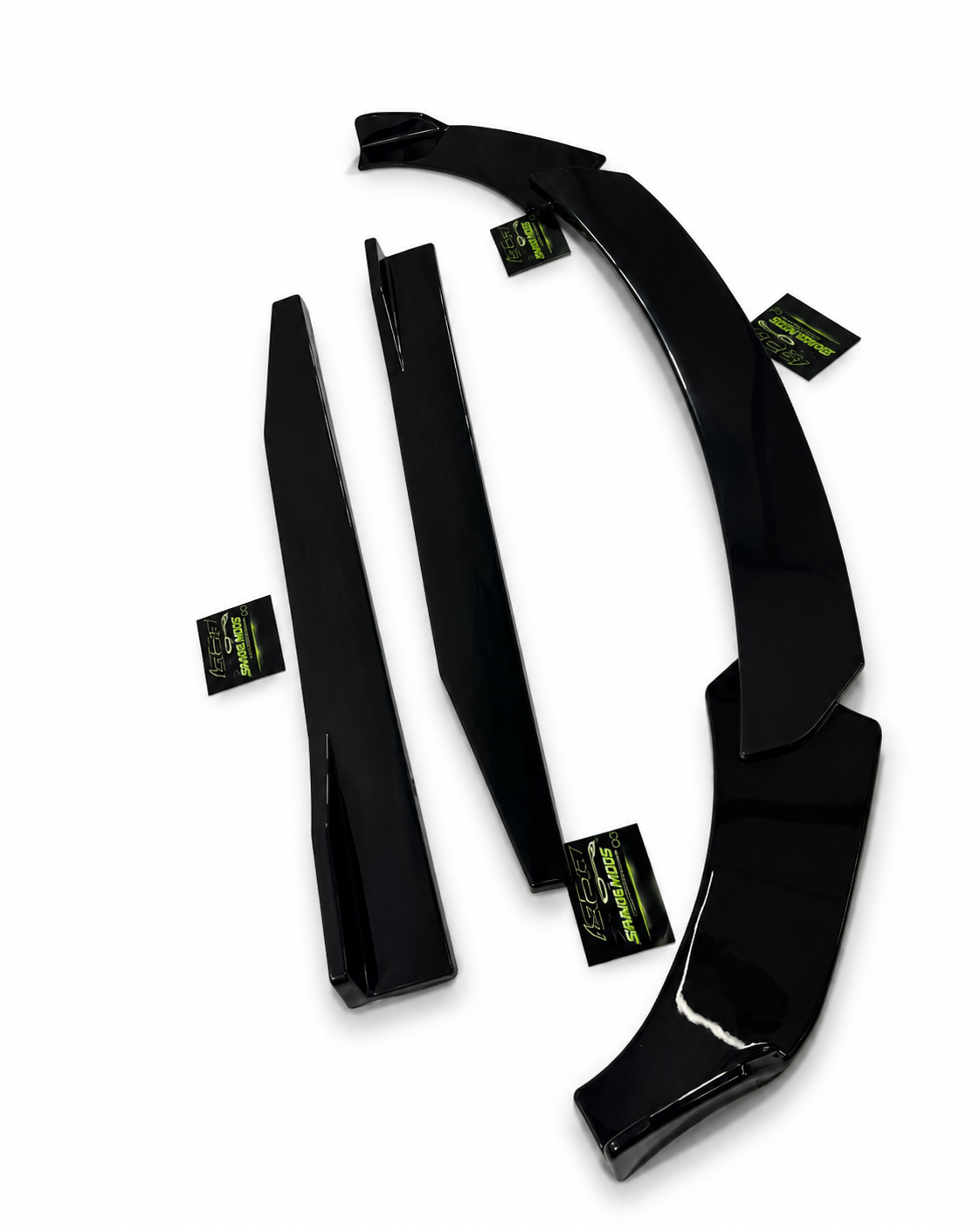 Universal 5-Piece Front Splitters And Side Skirts  Gloss Black  Aftermarket