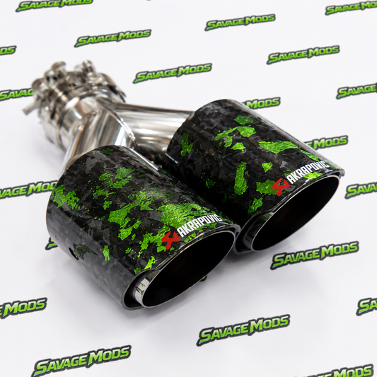 Akrapovic Exhaust Tip | Green Forged Carbon Dual Tip