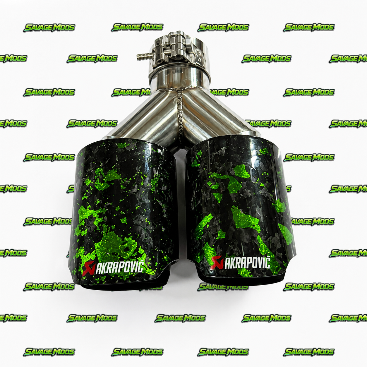 Akrapovic Exhaust Tip | Green Forged Carbon Dual Tip