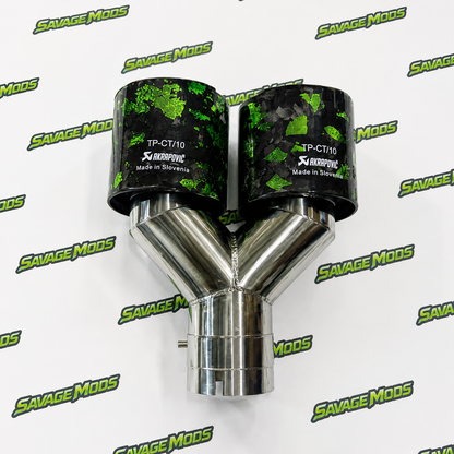 Akrapovic Exhaust Tip | Green Forged Carbon Dual Tip