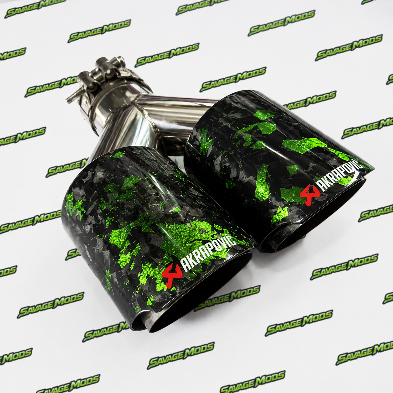 Akrapovic Exhaust Tip | Green Forged Carbon Dual Tip
