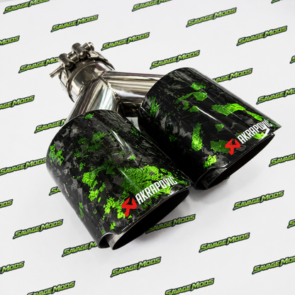 Akrapovic Exhaust Tip | Green Forged Carbon Dual Tip