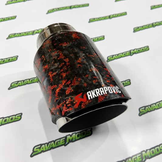 Akrapovic Exhaust Tip | Red Forged Carbon Single Tip
