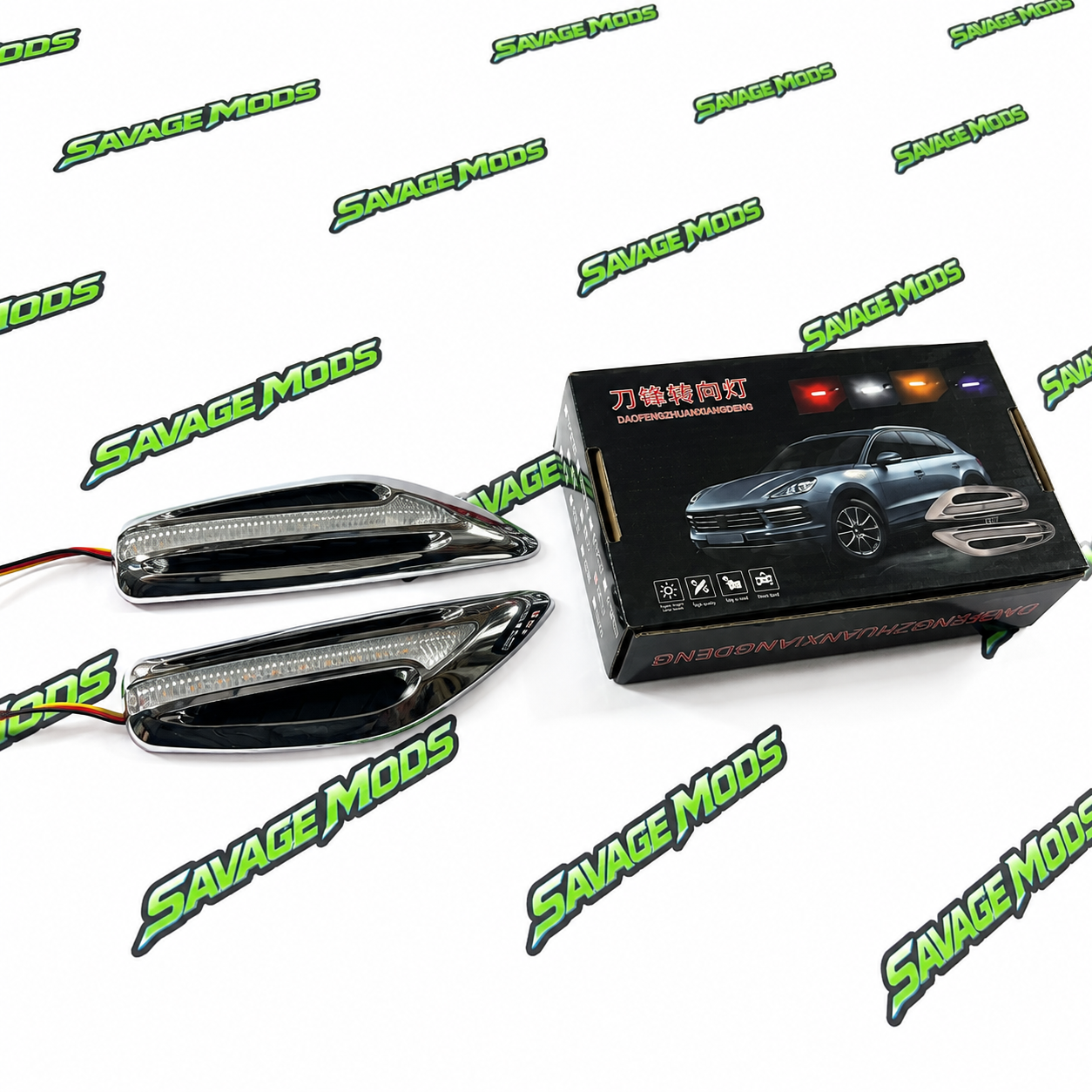 2Pcs Blade Shape Blade Style Car Styling LED Side Fender Lights
