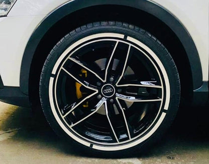 Plain White Strip Tyre Stickers | Universal Fit